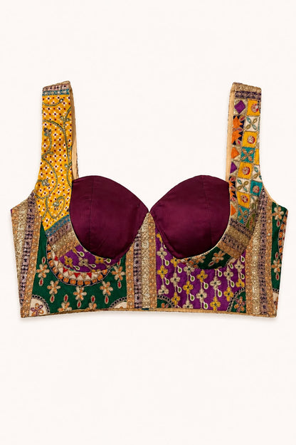 MULTICOLOUR HAND-EMBROIDERED CREPE BLOUSE
