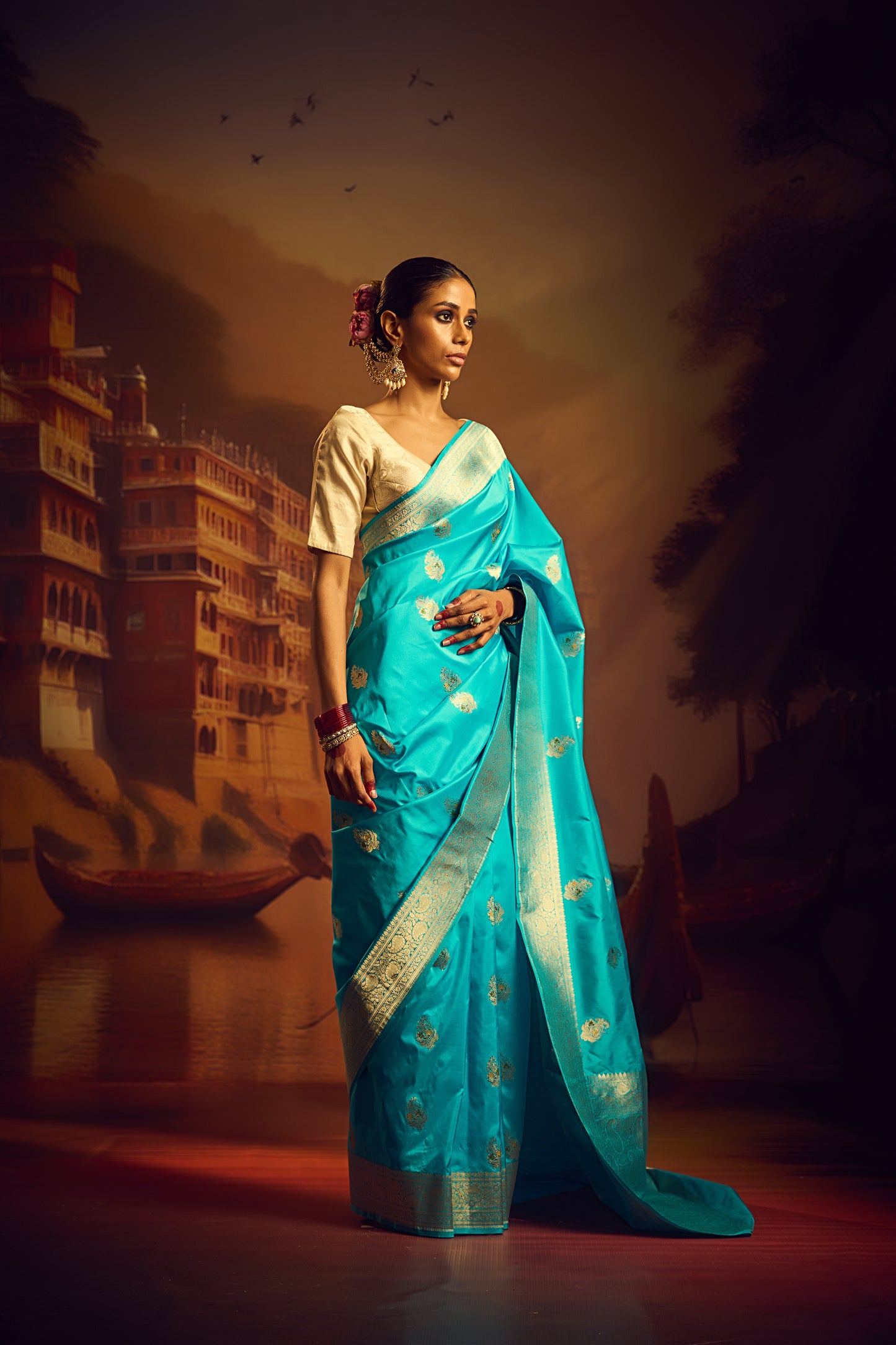 Teal Katan Silk