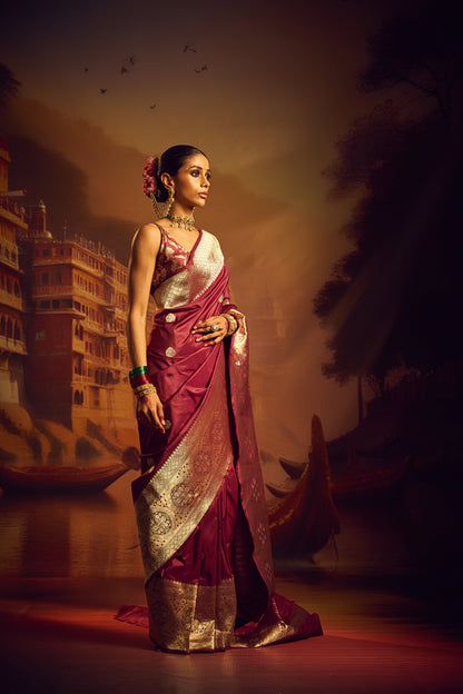 Maroon Katan Silk Saree