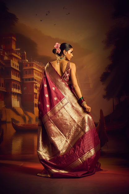 Maroon Katan Silk Saree