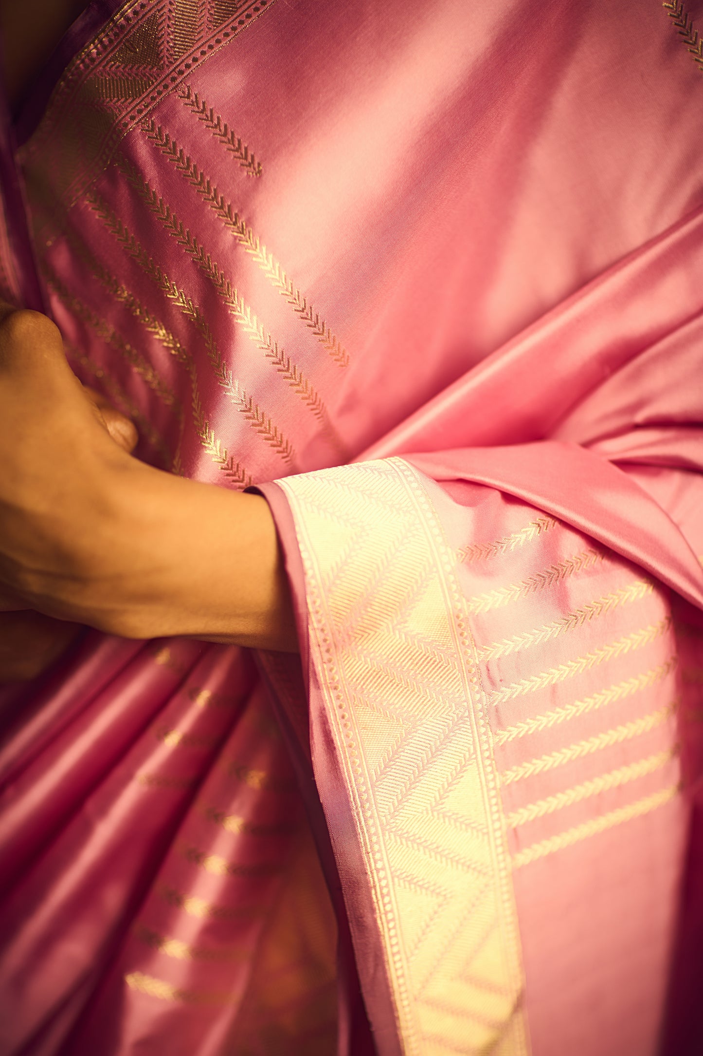 Pastel Pink Katan Silk Saree