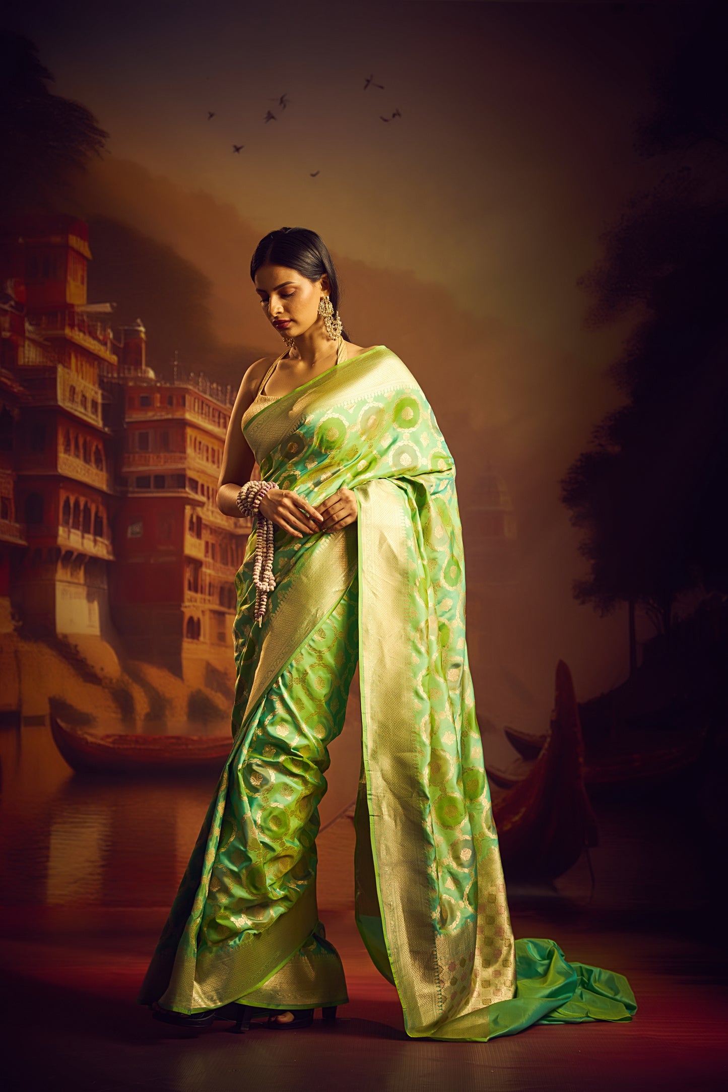 Light Green Rangkat Saree