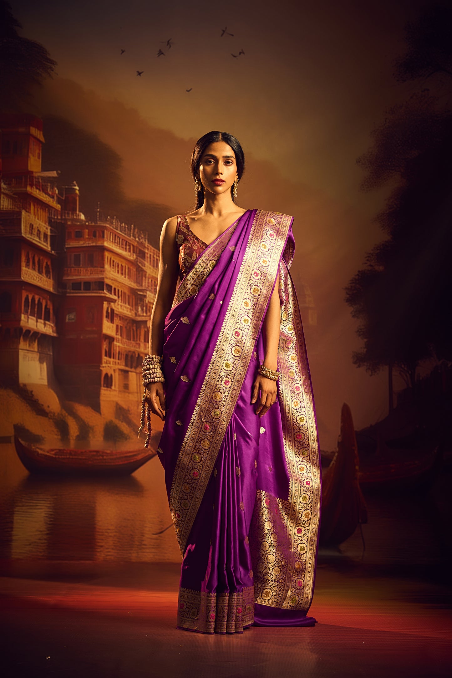 Purple Mashru Silk Saree