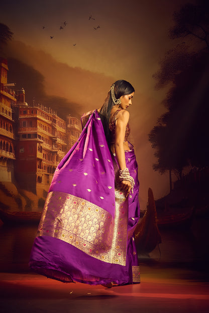 Purple Mashru Silk Saree