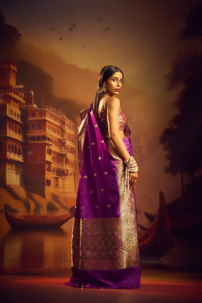 Purple Mashru Silk Saree