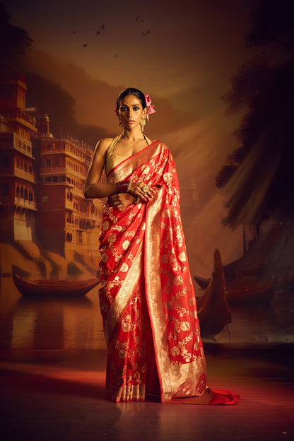 Red Sona Rupa Jungla Saree