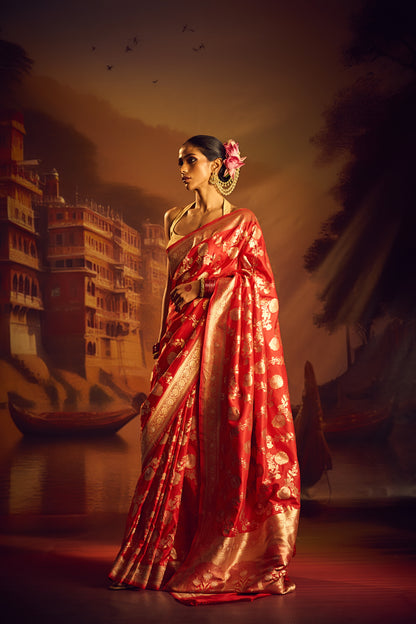 Red Sona Rupa Jungla Saree