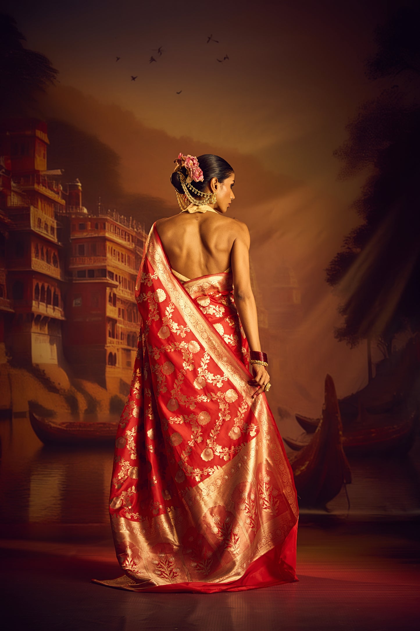 Red Sona Rupa Jungla Saree