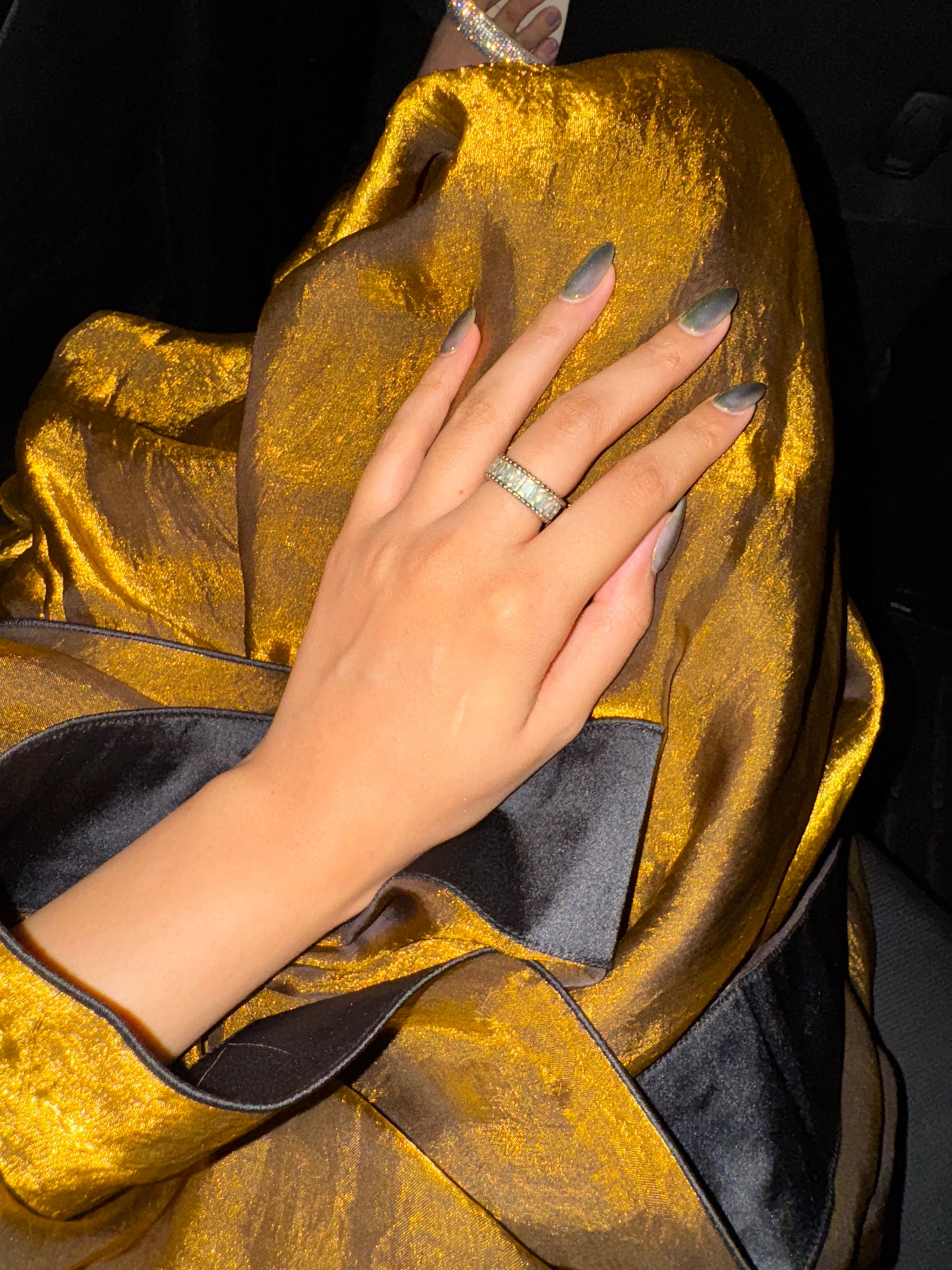 MOLTEN GOLD GLASS TISSUE SAREE WITH SEQUIN BLOUSE SET