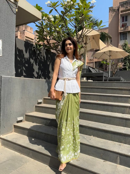 THREADWORK MOONGA SILK SAREE
