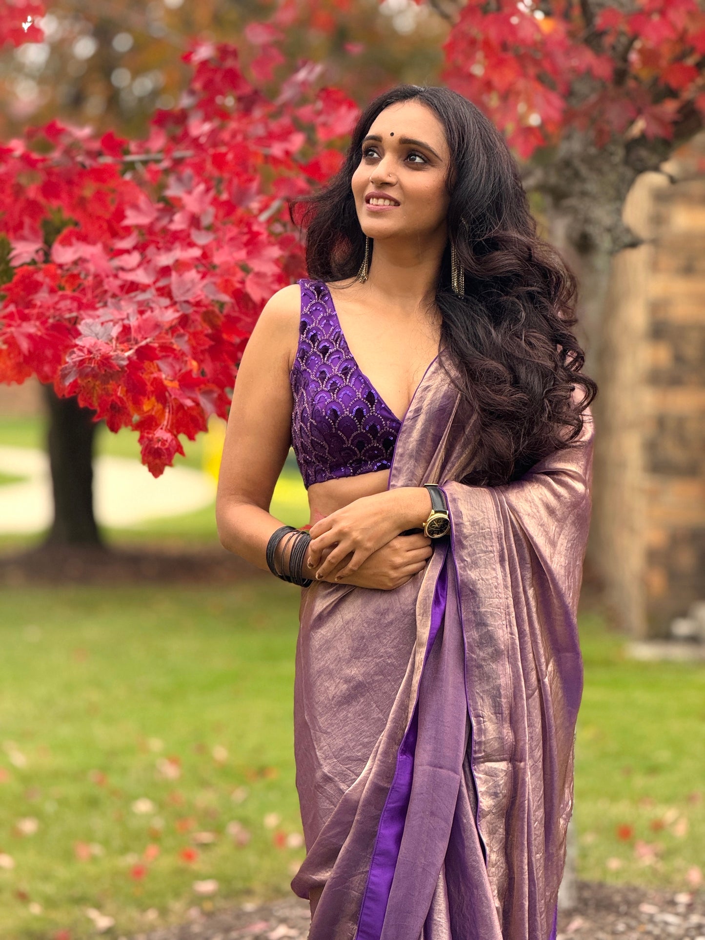 AMETHYST TISSUE SAREE WITH PURPLE MAPLE BORDER (ONLY SAREE)