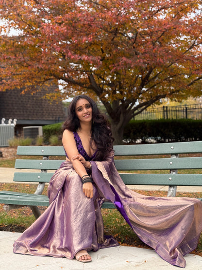 AMETHYST TISSUE SAREE WITH PURPLE MAPLE BORDER (ONLY SAREE)