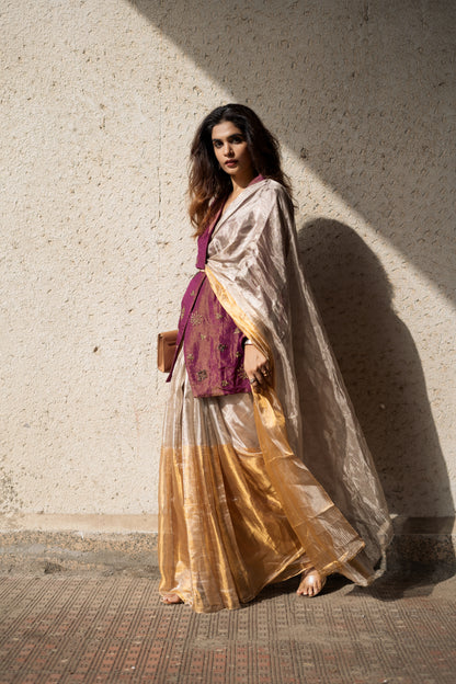 SILVER-GOLD TISSUE SILK SAREE