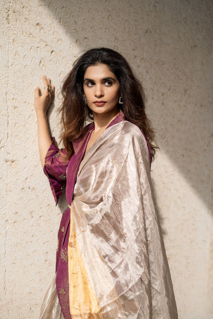 SILVER-GOLD TISSUE SILK SAREE