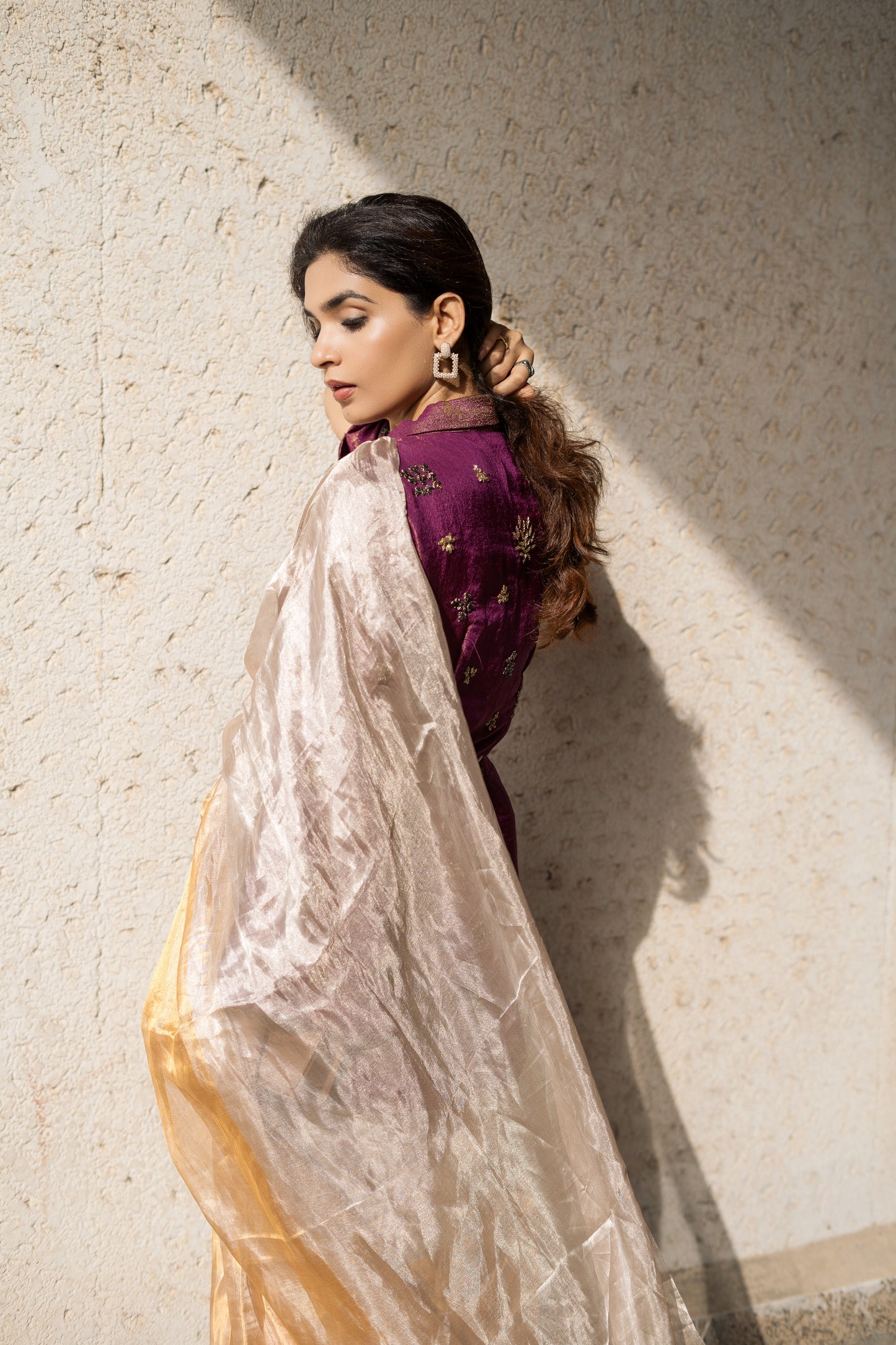 SILVER-GOLD TISSUE SILK SAREE