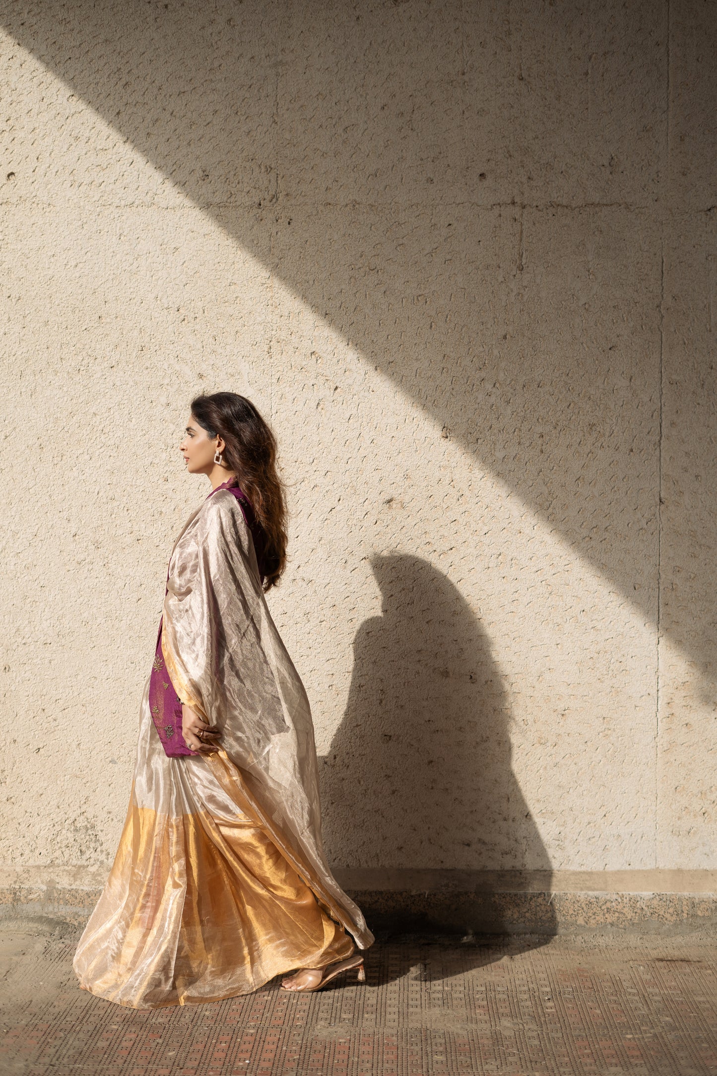 SILVER-GOLD TISSUE SILK SAREE