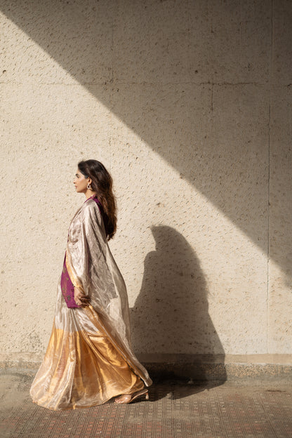 SILVER-GOLD TISSUE SILK SAREE