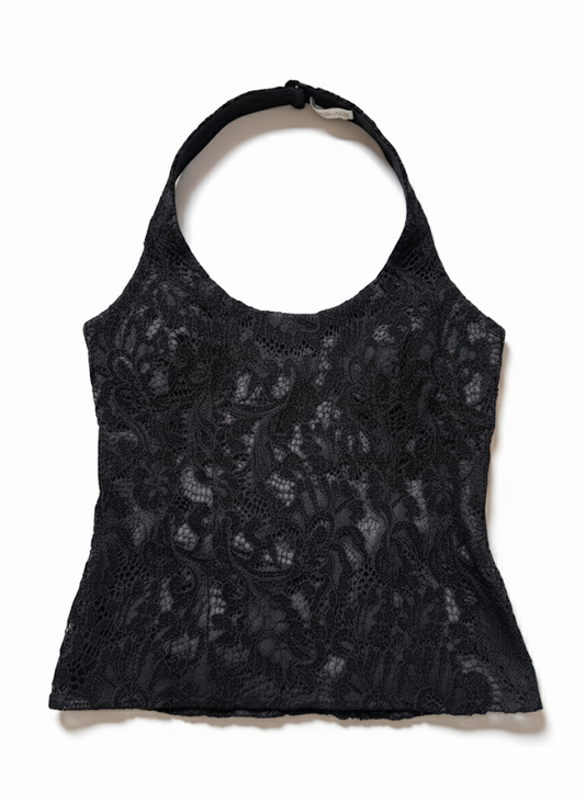 BLACK VELVET SELF-DESIGN HALTER CORSET