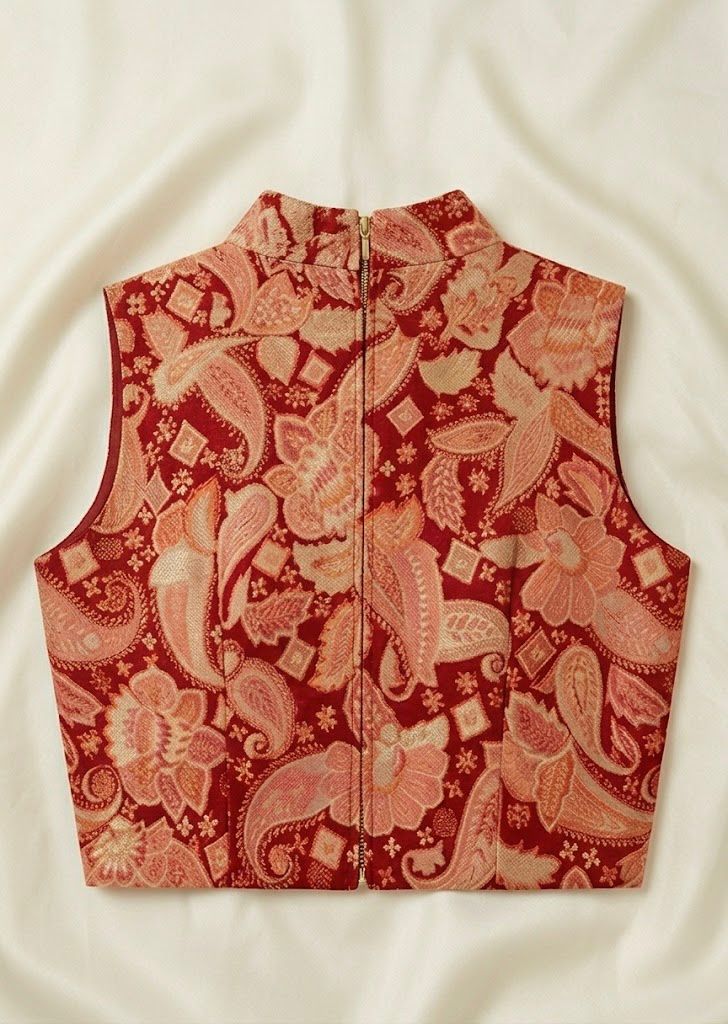 CRIMSON FLORAL JACQUARD TOP