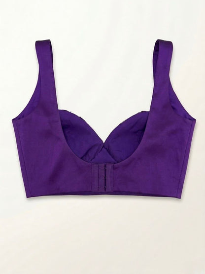 DEEP GRAPE SEQUIN SCALLOPED BLOUSE